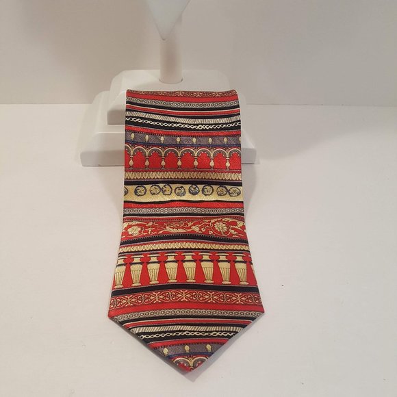 Silk Necktie w/Refined European Styling w/Red Gold Cream and Black Colors NWOT - Picture 3 of 5